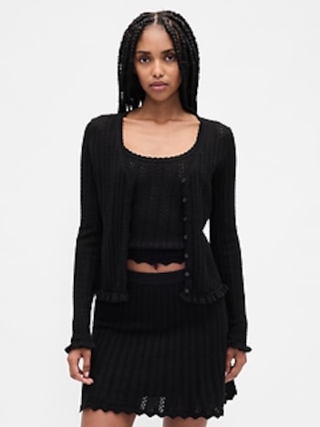100% Cotton Pointelle Cardigan