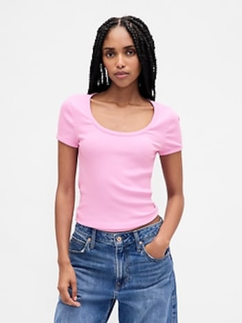 Modern Rib Scoop Crop T-Shirt