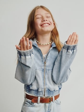 Kids Knit Denim Zip Hoodie