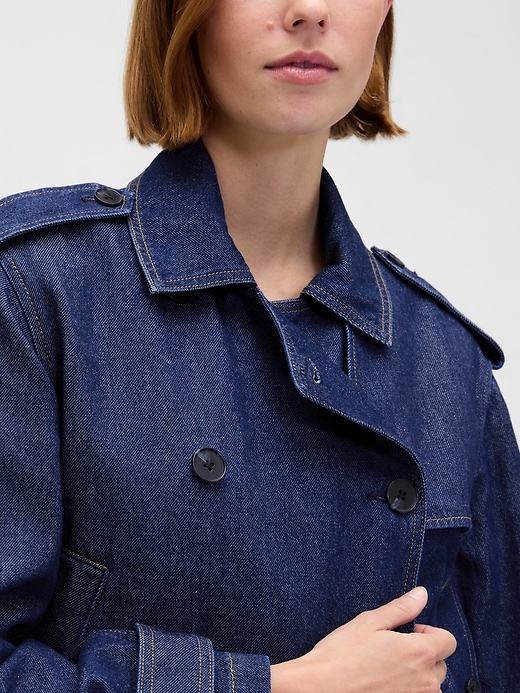 Image number 4 showing, UltraSoft Denim Crop Trench Jacket