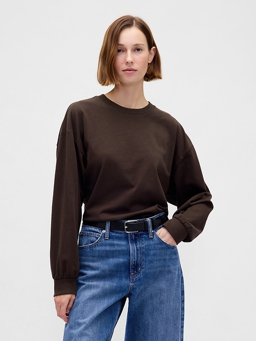 Image number 1 showing, Organic Cotton VintageSoft Heavyweight Crop Sweatshirt