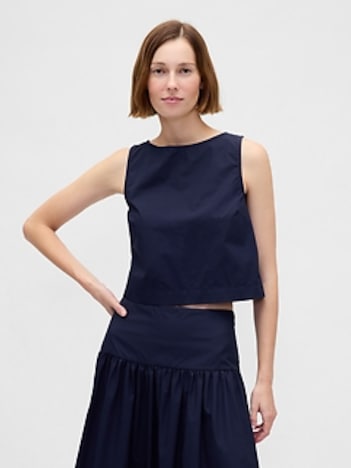 Boatneck Shell Crop Tank Top