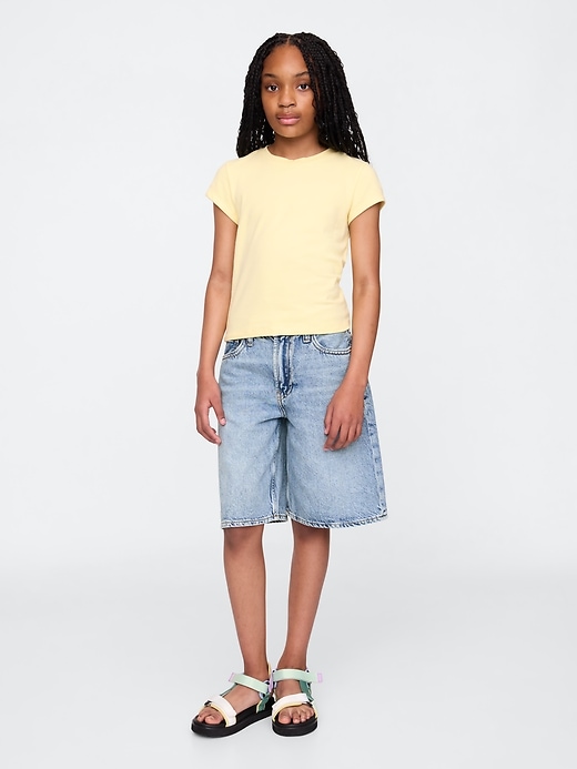 Image number 5 showing, Kids Mid Rise Longline Denim Shorts