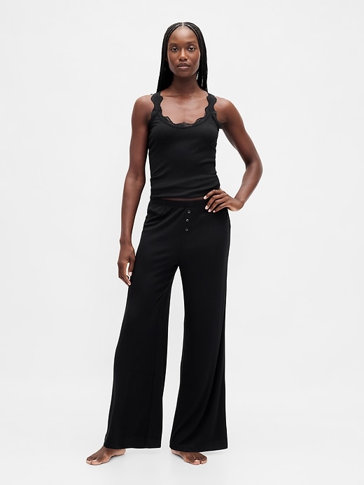 Image number 1 showing, Mini Rib Wide-Leg PJ Pants