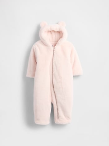 Baby Faux Fur Bear Hooded One-Piece