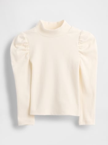 Baby & Toddler Puff-Sleeve Rib Mockneck