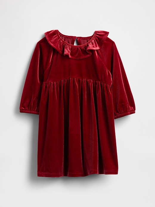 Image number 2 showing, Baby & Toddler Velour Ruffle Collar Dress