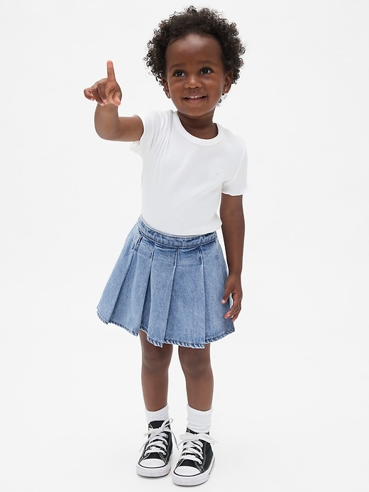 Image number 1 showing, Baby & Toddler Pleated Denim Skort