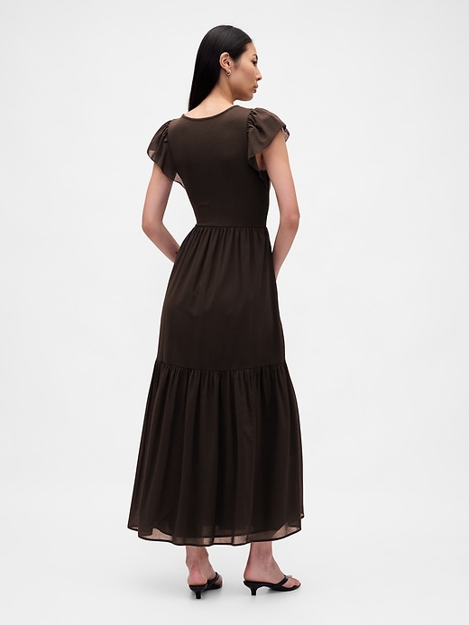 Image number 2 showing, Modern Mixed Media Ruffle Maxi Dress