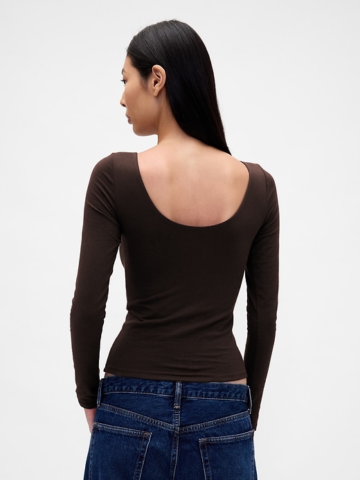 Image number 3 showing, CloseKnit Jersey Boatneck Open-Back T-Shirt