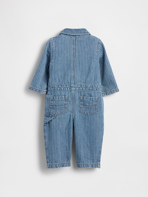 Image number 2 showing, Baby Denim Stripe Utility One-Piece