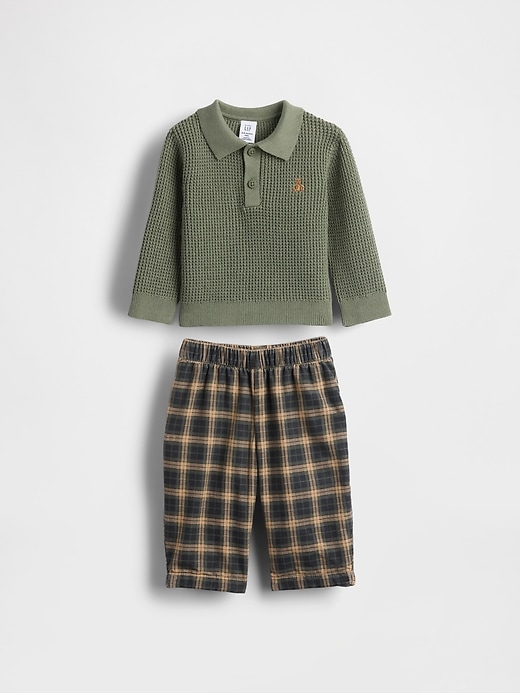 Image number 1 showing, Baby Waffle Polo Outfit Set