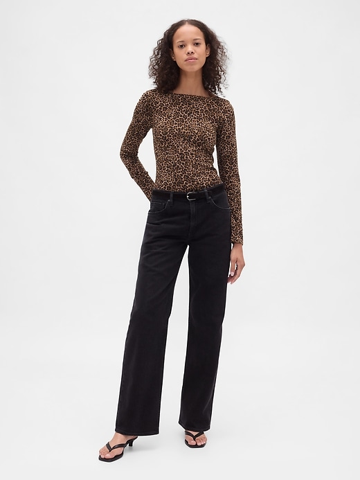 Image number 2 showing, CloseKnit Jersey Boatneck Open-Back T-Shirt