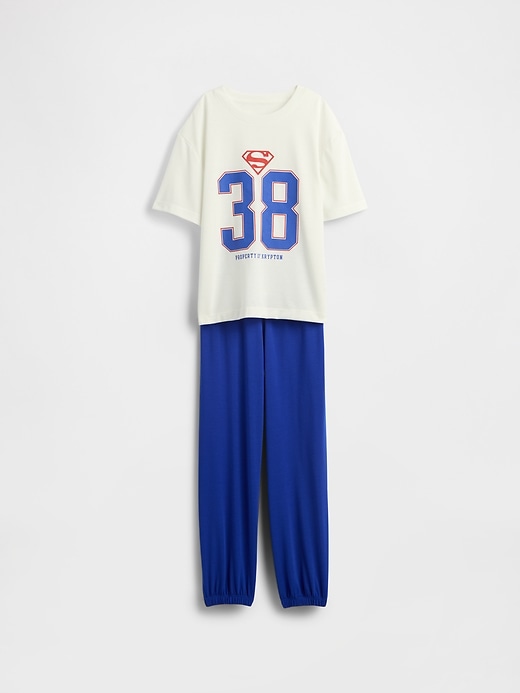 Image number 1 showing, Kids Superman Oversized Recycled PJ Jogger Set