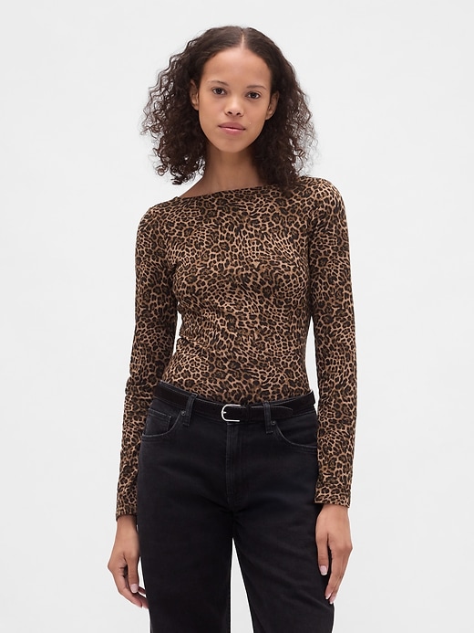 Image number 1 showing, CloseKnit Jersey Boatneck Open-Back T-Shirt