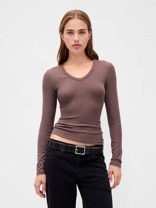 Image number 1 showing, Sheer Modern Rib T-Shirt