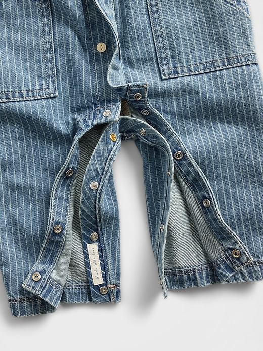 Image number 3 showing, Baby Denim Stripe Utility One-Piece