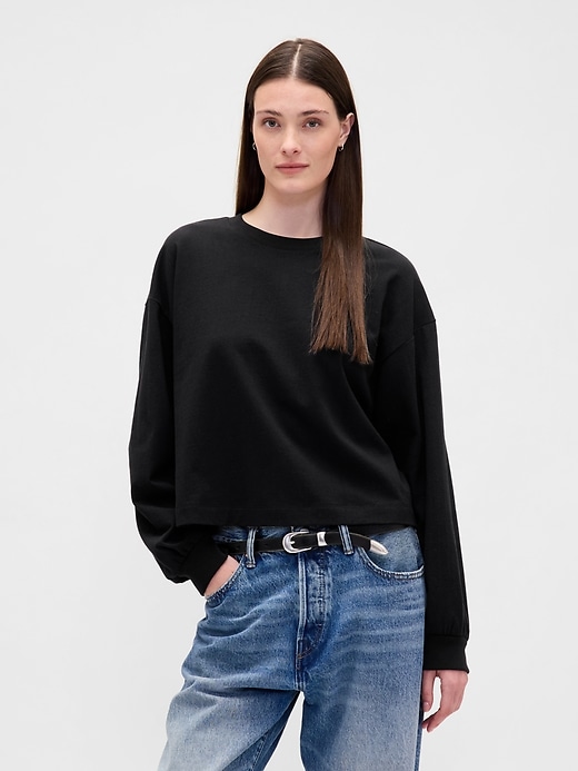Image number 1 showing, Organic Cotton VintageSoft Heavyweight Crop Sweatshirt