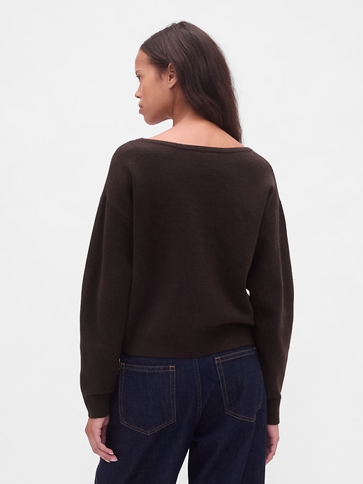 Image number 3 showing, CashSoft Stretch Lantern-Sleeve Crop Sweater