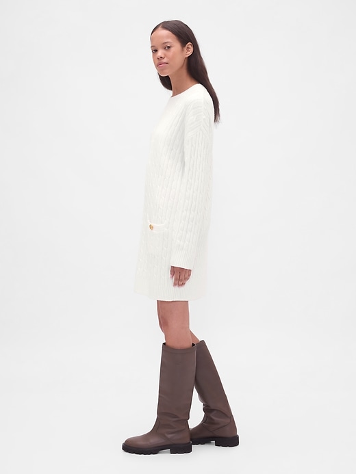 Image number 3 showing, CashSoft Cable-Knit Mini Sweater Dress