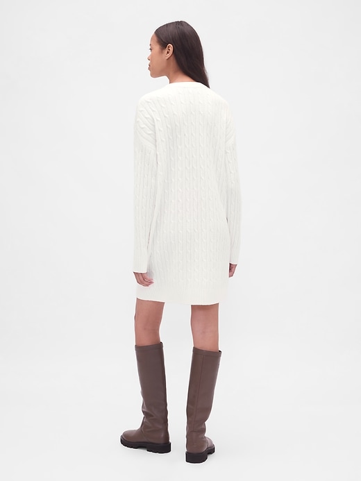 Image number 2 showing, CashSoft Cable-Knit Mini Sweater Dress