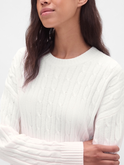 Image number 4 showing, CashSoft Cable-Knit Mini Sweater Dress