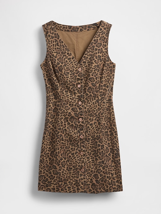 Image number 5 showing, Leopard Denim V-Neck Mini Dress