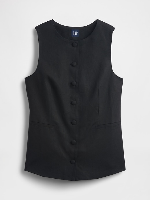 Image number 5 showing, Linen-Blend Tie-Back Longline Vest