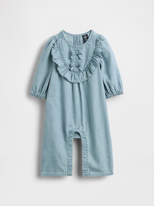 Image number 1 showing, Baby Denim Ruffle One-Piece