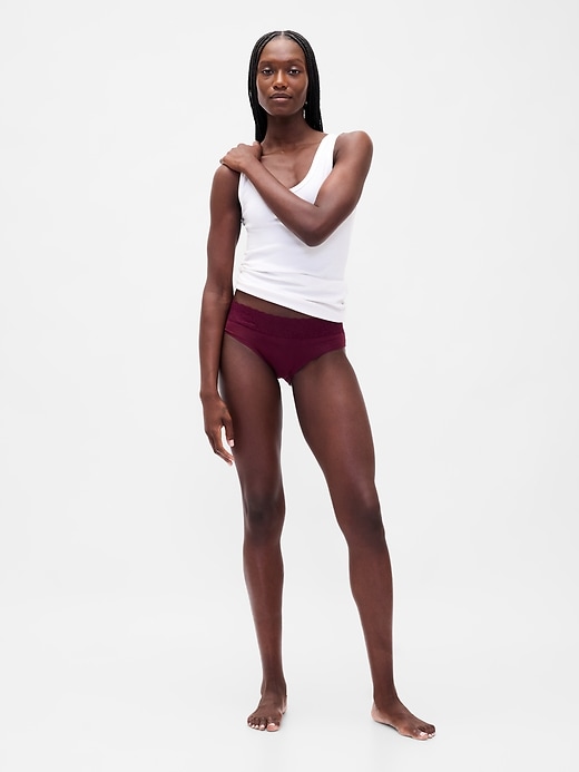 Image number 3 showing, Organic Stretch Cotton Lace-Trim Hipster