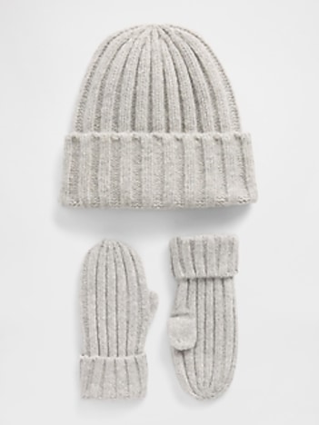 Baby & Toddler CashSoft Rib Beanie & Mittens Set