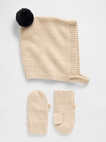 Baby & Toddler CashSoft Pom Hat & Mittens Set