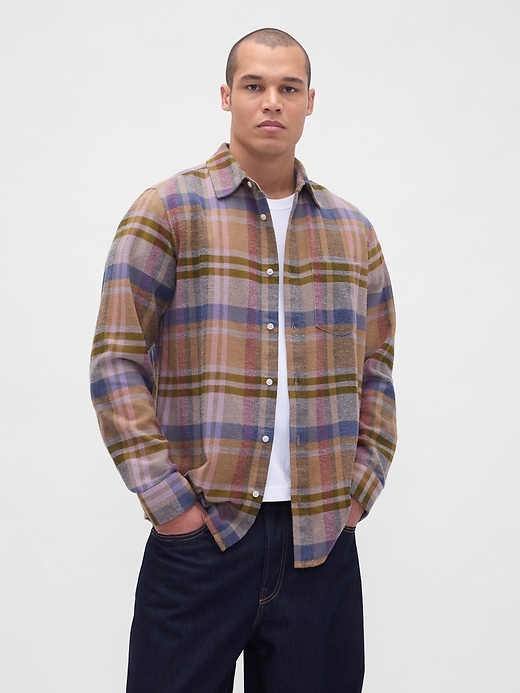 Image number 1 showing, Organic Cotton Relaxed Flannel Shirt
