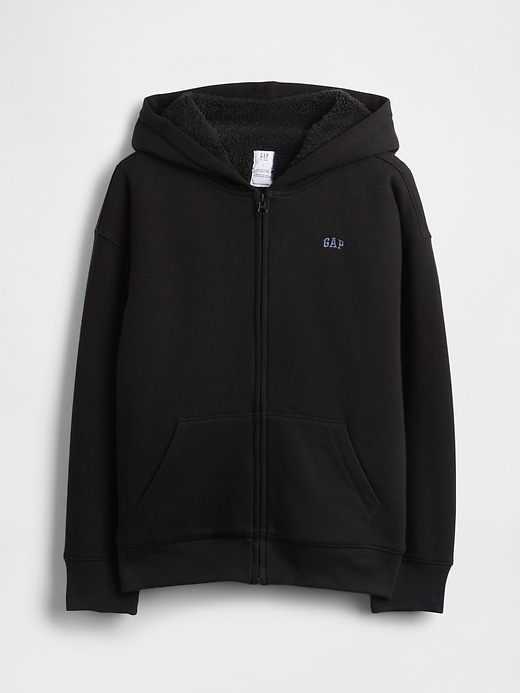 Image number 2 showing, Kids Relaxed Sherpa-Lined Zip Logo Hoodie