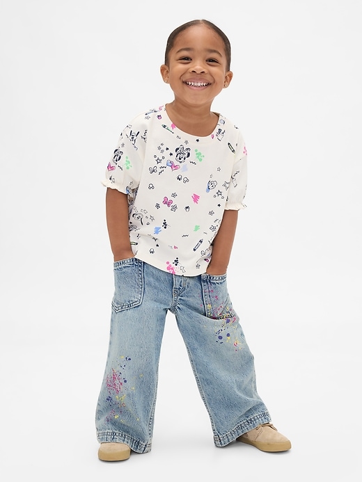 Image number 1 showing, Baby & Toddler Pull-On Baggy Wide-Leg Jeans