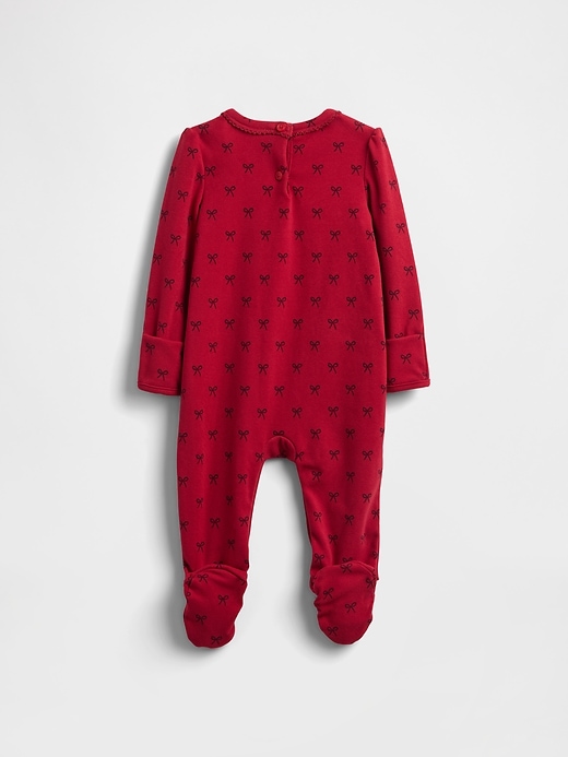 Image number 2 showing, Baby Softspun Bow Pocket Footed One-Piece