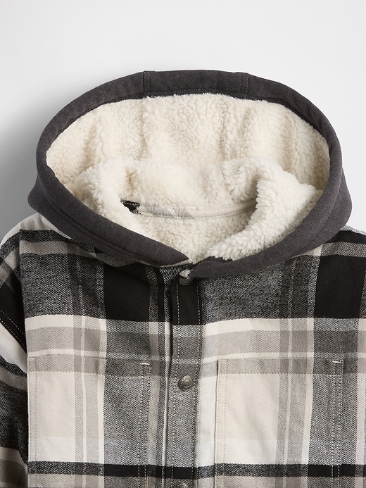 Image number 6 showing, Kids Sherpa-Lined Hooded Flannel Shirt Jacket