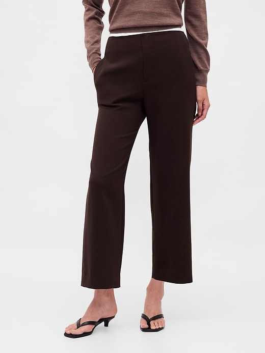 Image number 2 showing, High Rise Twill Straight Ankle Pants