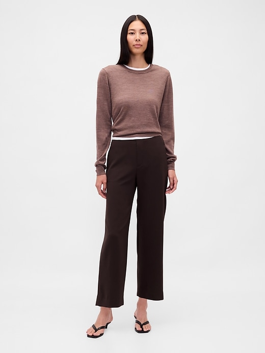 Image number 1 showing, High Rise Twill Straight Ankle Pants