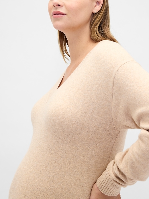 Image number 4 showing, Maternity CashSoft V-Neck Sweater Dress