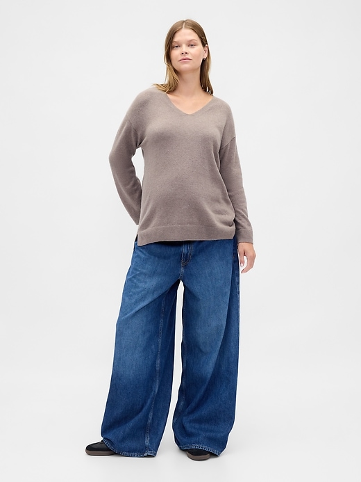 Image number 3 showing, Maternity CashSoft V-Neck Sweater