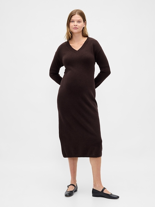 Image number 1 showing, Maternity CashSoft V-Neck Sweater Dress