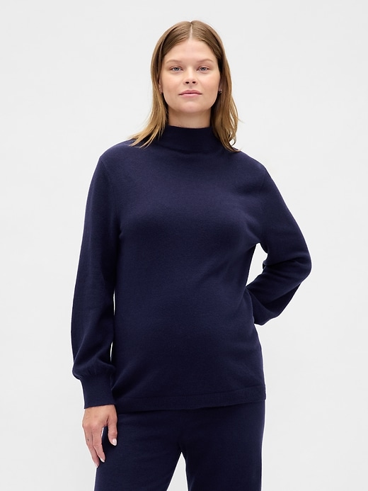Image number 1 showing, Maternity CashSoft Turtleneck Sweater