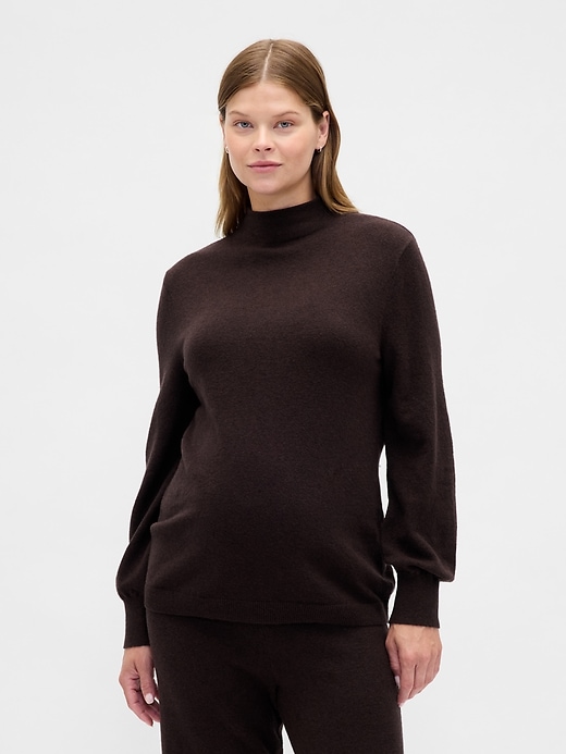 Image number 1 showing, Maternity CashSoft Turtleneck Sweater