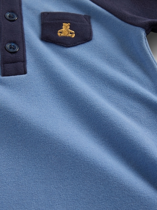 Image number 3 showing, Baby Softspun Colorblock Henley Footed One-Piece