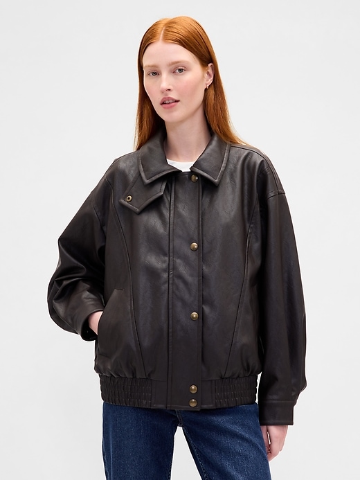 Image number 1 showing, Oversized Vegan Leather Jacket