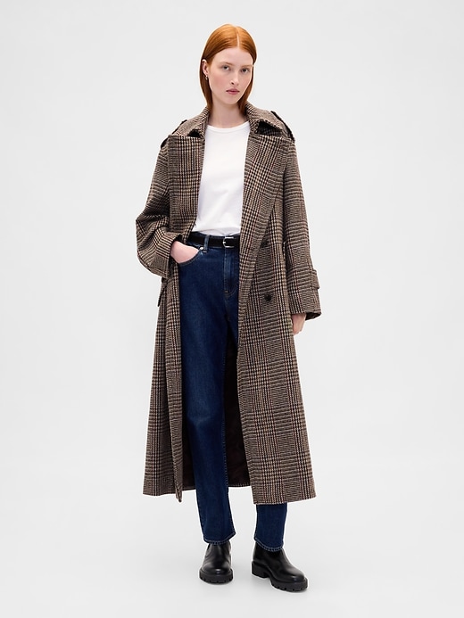 Image number 1 showing, Wool-Blend Herringbone Trench Coat