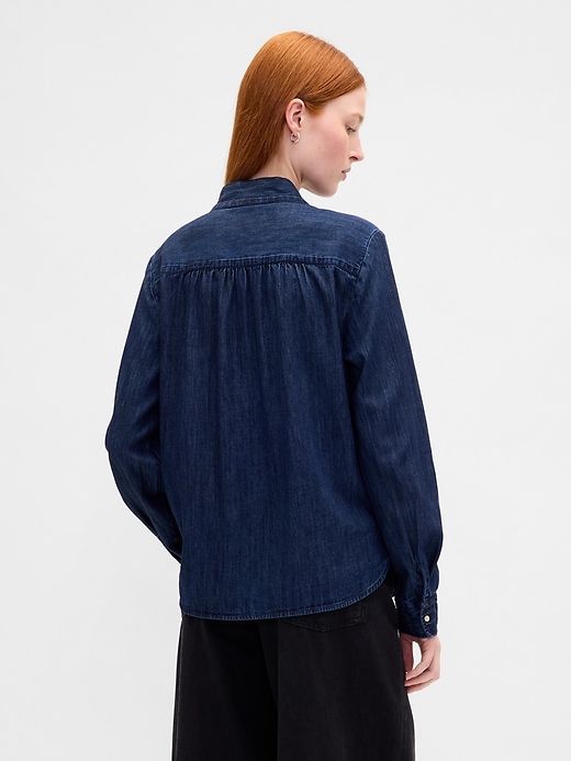 Image number 3 showing, Denim Tie-Neck Shirt