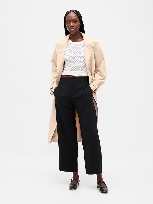 Image number 1 showing, High Rise Twill Straight Ankle Pants