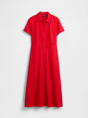 Linen-Blend Midi Shirtdress